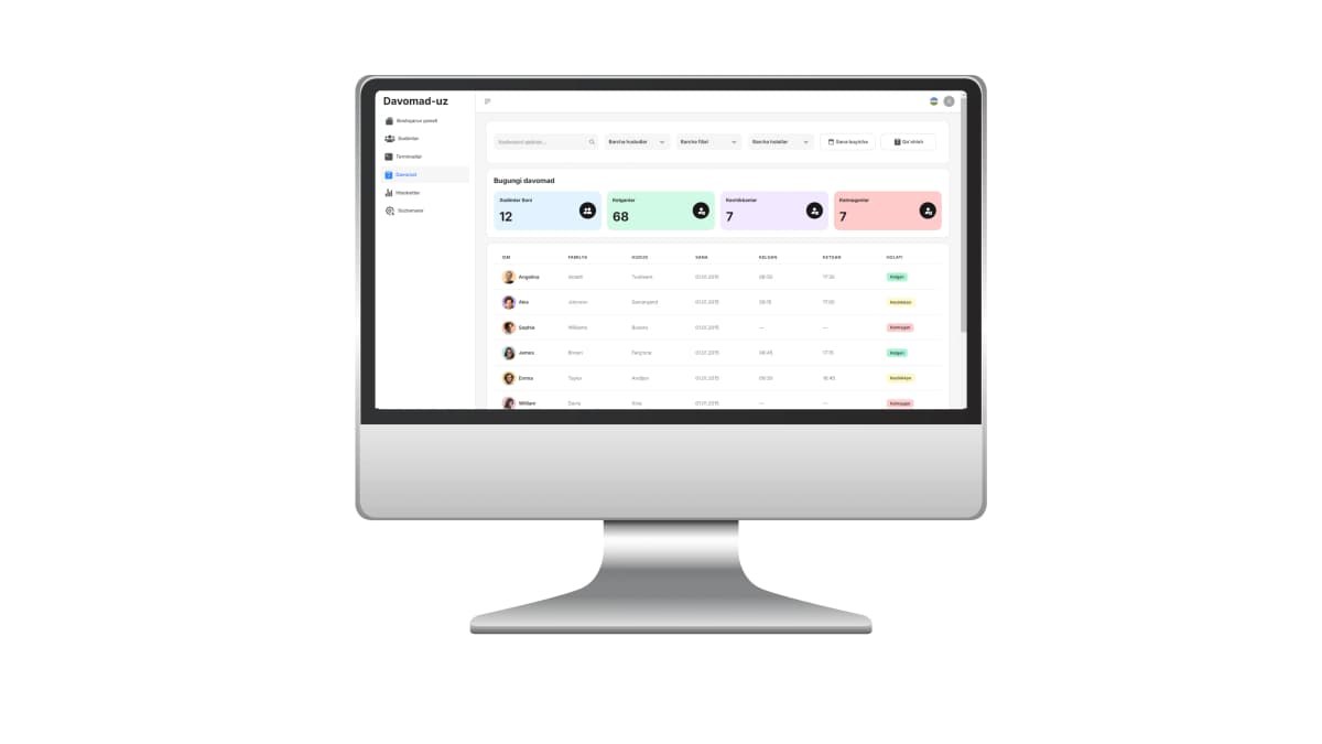 Kamera va terminallar orqali davomat tizimi — Innosoft portfolio loyihasi