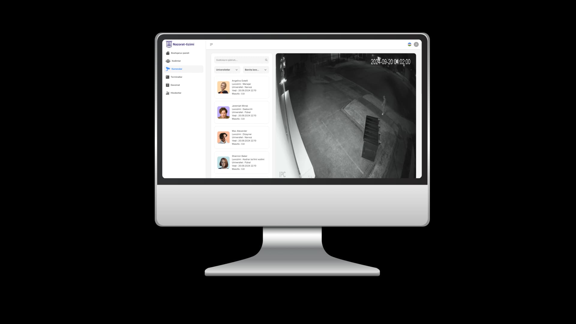 Kamera va terminallar orqali davomat tizimi