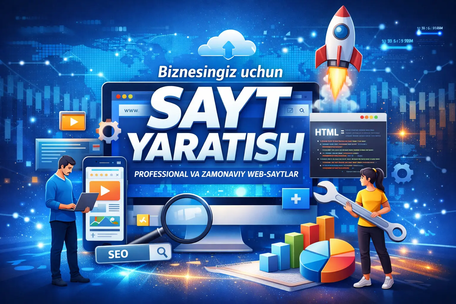 Biznes uchun sayt turlari taqqoslash - korporativ sayt, onlayn do'kon, landing page