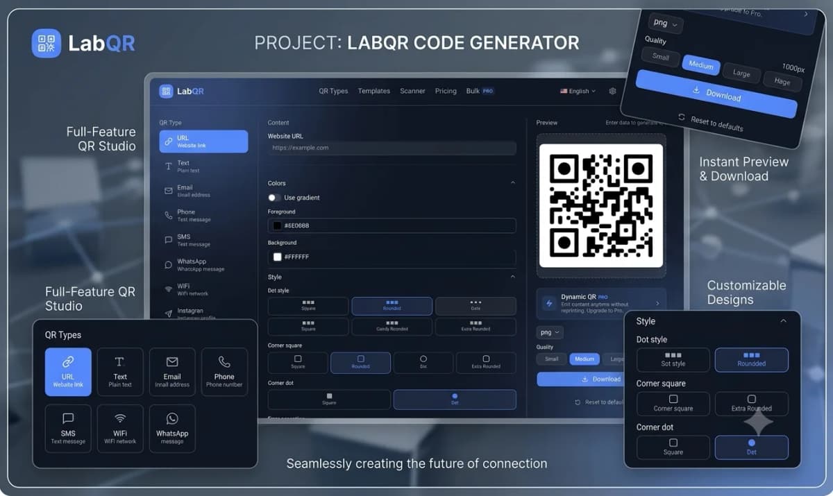 LabQR — QR-kod generator veb-ilovasi