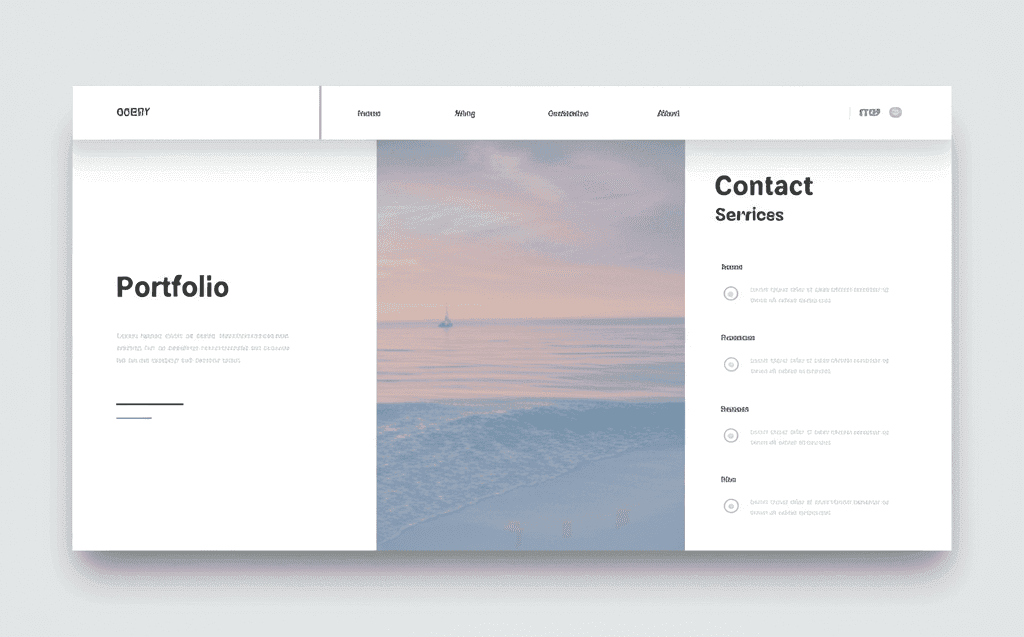 Corporate website layout with portfolio, services and contact sections, an example of the multi-page structure Innosoft delivers